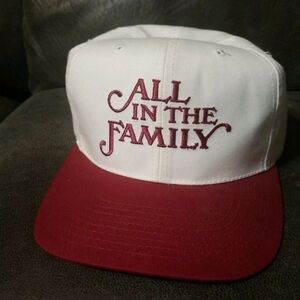 White and Red 'All in the Family' Hat Vtg Rare Archie Bunker